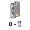 MARSİLYAN™- iPhone 16 Kılıf Vadi Klasik Serisi - Siyah Bilvis 5in1 3D Magic Cam Ekran Koruyucu + PVD Metal Kamera Lens - PE