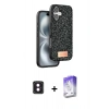 MARSİLYAN™- iPhone 16 Kılıf Vadi Klasik Serisi - Siyah Bilvis 5in1 3D Magic Cam Ekran Koruyucu + PVD Metal Kamera Lens - PE