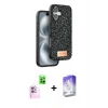 MARSİLYAN™- iPhone 16 Kılıf Vadi Klasik Serisi - Siyah Bilvis 5in1 3D Magic Cam Ekran Koruyucu + Raze Metal Kamera Lens - PE
