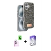 MARSİLYAN™- iPhone 16 Kılıf Vadi Klasik Serisi - Siyah Bilvis 5in1 3D Magic Cam Ekran Koruyucu + Raze Metal Kamera Lens - PE