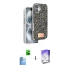 MARSİLYAN™- iPhone 16 Kılıf Vadi Klasik Serisi - Siyah Bilvis 5in1 3D Magic Cam Ekran Koruyucu + Raze Metal Kamera Lens - LT