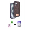 MARSİLYAN™- iPhone 16 Kılıf Vadi Klasik Serisi - Siyah Bilvis 5in1 3D Magic Cam Ekran Koruyucu + Raze Metal Kamera Lens - PE