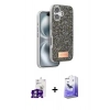 MARSİLYAN™- iPhone 16 Kılıf Vadi Klasik Serisi - Siyah Bilvis 5in1 5D Magic Hayalet Cam Ekran Koruyucu + Bilvis Titan Kamera Lens - GS