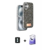 MARSİLYAN™- iPhone 16 Kılıf Vadi Klasik Serisi - Siyah Bilvis 5in1 5D Magic Hayalet Cam Ekran Koruyucu + PVD Metal Kamera Lens - YL