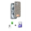 MARSİLYAN™- iPhone 16 Kılıf Vadi Klasik Serisi - Siyah Bilvis 5in1 5D Magic Hayalet Cam Ekran Koruyucu + Raze Metal Kamera Lens - BZ