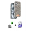 MARSİLYAN™- iPhone 16 Kılıf Vadi Klasik Serisi - Siyah Bilvis 5in1 5D Magic Hayalet Cam Ekran Koruyucu + Raze Metal Kamera Lens - SH