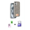 MARSİLYAN™- iPhone 16 Kılıf Vadi Klasik Serisi - Siyah Bilvis 5in1 5D Magic Hayalet Cam Ekran Koruyucu + Raze Metal Kamera Lens - PE