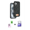 MARSİLYAN™- iPhone 16 Kılıf Vadi Klasik Serisi - Siyah Bilvis 5in1 5D Magic Hayalet Cam Ekran Koruyucu + Raze Metal Kamera Lens - PE