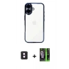 MARSİLYAN™- iPhone 16 Kılıf Vadi Minimal - Şeffaf 360 Full Body Arka Koruyucu + PVD Metal Kamera Lens - PE