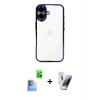 MARSİLYAN™- iPhone 16 Kılıf Vadi Minimal - Şeffaf Pasifik Cam Ekran Koruyucu + Raze Metal Kamera Lens - LT