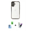 MARSİLYAN™- iPhone 16 Kılıf Vadi Minimal - Şeffaf Pasifik Cam Ekran Koruyucu + Raze Metal Kamera Lens - LT