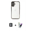 MARSİLYAN™- iPhone 16 Kılıf Vadi Minimal - Şeffaf Pasifik Cam Ekran Koruyucu + PVD Metal Kamera Lens - MI
