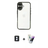 MARSİLYAN™- iPhone 16 Kılıf Vadi Minimal - Şeffaf Pasifik Cam Ekran Koruyucu + PVD Metal Kamera Lens - MI