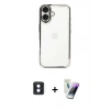 MARSİLYAN™- iPhone 16 Kılıf Vadi Minimal - Şeffaf Pasifik Cam Ekran Koruyucu + PVD Metal Kamera Lens - MI