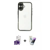 MARSİLYAN™- iPhone 16 Kılıf Vadi Minimal - Şeffaf Pasifik Cam Ekran Koruyucu + Bilvis Titan Kamera Lens - PE