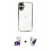 MARSİLYAN™- iPhone 16 Kılıf Vadi Minimal - Şeffaf Pasifik Cam Ekran Koruyucu + Bilvis Titan Kamera Lens - PE