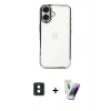 MARSİLYAN™- iPhone 16 Kılıf Vadi Minimal - Şeffaf Pasifik Cam Ekran Koruyucu + PVD Metal Kamera Lens - YL