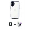 MARSİLYAN™- iPhone 16 Kılıf Vadi Minimal - Şeffaf Pasifik Cam Ekran Koruyucu + PVD Metal Kamera Lens - YL