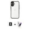 MARSİLYAN™- iPhone 16 Kılıf Vadi Minimal - Şeffaf Pasifik Cam Ekran Koruyucu + PVD Metal Kamera Lens - YL