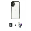 MARSİLYAN™- iPhone 16 Kılıf Vadi Minimal - Şeffaf Pasifik Cam Ekran Koruyucu + PVD Metal Kamera Lens - YL