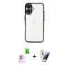 MARSİLYAN™- iPhone 16 Kılıf Vadi Minimal - Şeffaf Pasifik Cam Ekran Koruyucu + Raze Metal Kamera Lens - PE