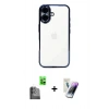 MARSİLYAN™- iPhone 16 Kılıf Vadi Minimal - Şeffaf Pasifik Cam Ekran Koruyucu + Raze Metal Kamera Lens - SH