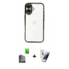MARSİLYAN™- iPhone 16 Kılıf Vadi Minimal - Şeffaf Pasifik Cam Ekran Koruyucu + Raze Metal Kamera Lens - SH
