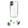 MARSİLYAN™- iPhone 16 Kılıf Vadi Minimal - Şeffaf Pasifik Cam Ekran Koruyucu + Raze Metal Kamera Lens - SH