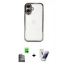 MARSİLYAN™- iPhone 16 Kılıf Vadi Minimal - Şeffaf Pasifik Cam Ekran Koruyucu + Raze Metal Kamera Lens - SH