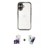 MARSİLYAN™- iPhone 16 Kılıf Vadi Minimal - Şeffaf Pasifik Cam Ekran Koruyucu + Bilvis Titan Kamera Lens - YL