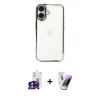 MARSİLYAN™- iPhone 16 Kılıf Vadi Minimal - Şeffaf Pasifik Cam Ekran Koruyucu + Bilvis Titan Kamera Lens - YL