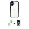 MARSİLYAN™- iPhone 16 Kılıf Vadi Minimal - Siyah 360 Mat Full Body Arka Koruyucu + Raze Metal Kamera Lens - BZ