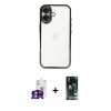 MARSİLYAN™- iPhone 16 Kılıf Vadi Minimal - Siyah 360 Mat Full Body Arka Koruyucu + Bilvis Titan Kamera Lens - GS