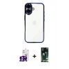 MARSİLYAN™- iPhone 16 Kılıf Vadi Minimal - Siyah 360 Mat Full Body Arka Koruyucu + Bilvis Titan Kamera Lens - GS