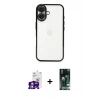 MARSİLYAN™- iPhone 16 Kılıf Vadi Minimal - Siyah 360 Mat Full Body Arka Koruyucu + Bilvis Titan Kamera Lens - GS