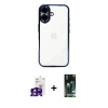 MARSİLYAN™- iPhone 16 Kılıf Vadi Minimal - Siyah 360 Mat Full Body Arka Koruyucu + Bilvis Titan Kamera Lens - PE