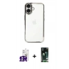 MARSİLYAN™- iPhone 16 Kılıf Vadi Minimal - Siyah 360 Mat Full Body Arka Koruyucu + Bilvis Titan Kamera Lens - GS