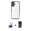 MARSİLYAN™- iPhone 16 Kılıf Vadi Minimal - Siyah 360 Mat Full Body Arka Koruyucu + Bilvis Titan Kamera Lens - PE