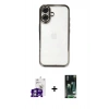 MARSİLYAN™- iPhone 16 Kılıf Vadi Minimal - Siyah 360 Mat Full Body Arka Koruyucu + Bilvis Titan Kamera Lens - GS
