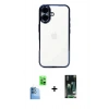 MARSİLYAN™- iPhone 16 Kılıf Vadi Minimal - Siyah 360 Mat Full Body Arka Koruyucu + Raze Metal Kamera Lens - LT