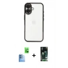 MARSİLYAN™- iPhone 16 Kılıf Vadi Minimal - Siyah 360 Mat Full Body Arka Koruyucu + Raze Metal Kamera Lens - LT