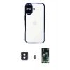 MARSİLYAN™- iPhone 16 Kılıf Vadi Minimal - Siyah 360 Mat Full Body Arka Koruyucu + PVD Metal Kamera Lens - MI
