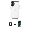 MARSİLYAN™- iPhone 16 Kılıf Vadi Minimal - Siyah 360 Mat Full Body Arka Koruyucu + PVD Metal Kamera Lens - MI