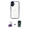 MARSİLYAN™- iPhone 16 Kılıf Vadi Minimal - Siyah 360 Mat Full Body Arka Koruyucu + Bilvis Titan Kamera Lens - YL