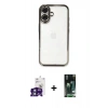 MARSİLYAN™- iPhone 16 Kılıf Vadi Minimal - Siyah 360 Mat Full Body Arka Koruyucu + Bilvis Titan Kamera Lens - YL