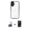 MARSİLYAN™- iPhone 16 Kılıf Vadi Minimal - Siyah 3D Antistatik Hayalet Cam Ekran Koruyucu + Bilvis Titan Kamera Lens - YL