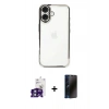 MARSİLYAN™- iPhone 16 Kılıf Vadi Minimal - Siyah 3D Antistatik Hayalet Cam Ekran Koruyucu + Bilvis Titan Kamera Lens - YL