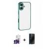 MARSİLYAN™- iPhone 16 Kılıf Vadi Minimal - Siyah 3D Antistatik Hayalet Cam Ekran Koruyucu + Bilvis Titan Kamera Lens - YL