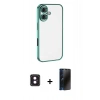 MARSİLYAN™- iPhone 16 Kılıf Vadi Minimal - Siyah 3D Antistatik Hayalet Cam Ekran Koruyucu + PVD Metal Kamera Lens - PE