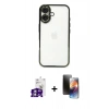 MARSİLYAN™- iPhone 16 Kılıf Vadi Minimal - Siyah 3D Antistatik Mat Seramik Nano Ekran Koruyucu + Bilvis Titan Kamera Lens - GS